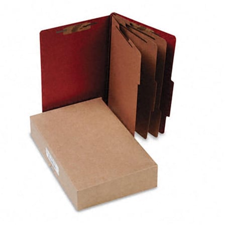 Made-To-Stick Pressboard 25-Point Classification Folder  Lgl  8-Section  Earth Red  10/bx, 10PK MA734379